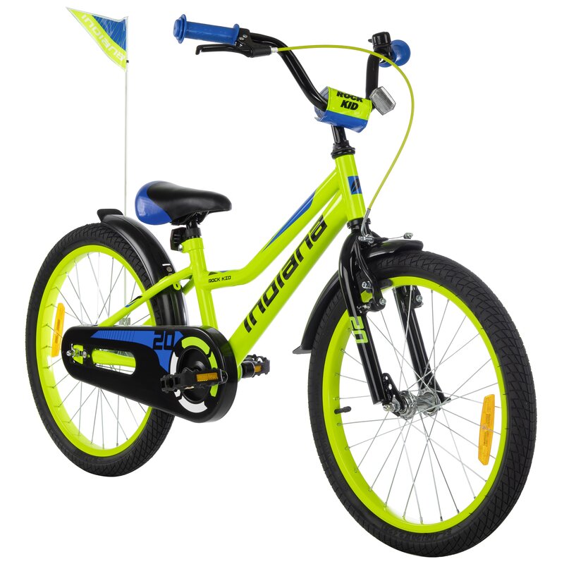 Rower dziecięcy INDIANA Rock Kid 20 cali dla chłopca Limonkowy