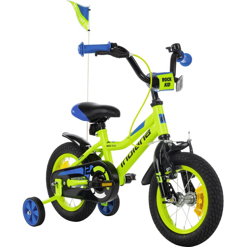 Rower dziecięcy INDIANA Rock Kid 12 cali dla chłopca Limonkowy 2024
