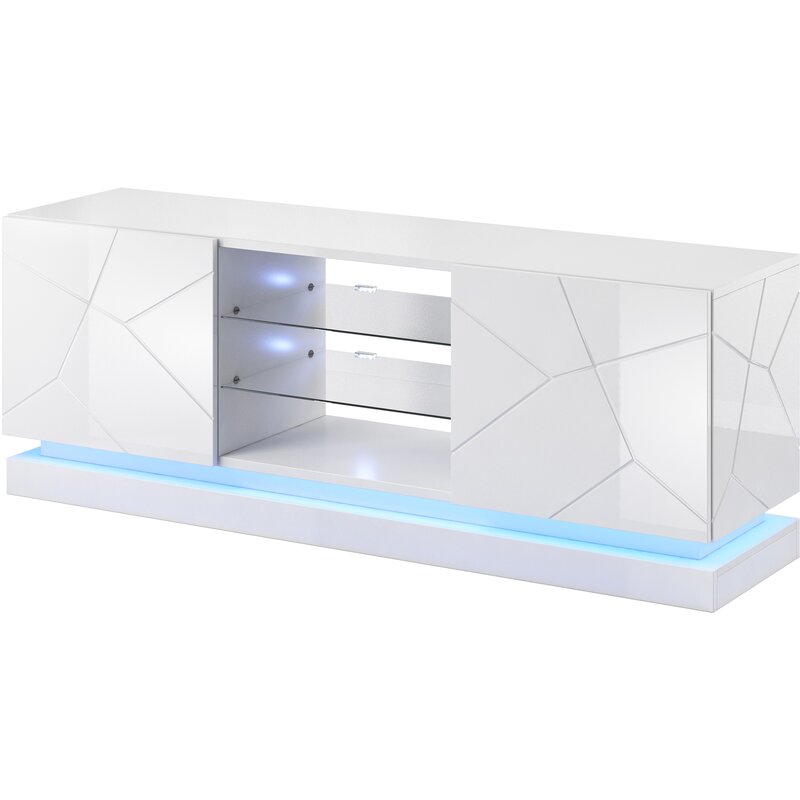 Szafka RTV QIU 160 MDF biały połysk/ biały połysk
