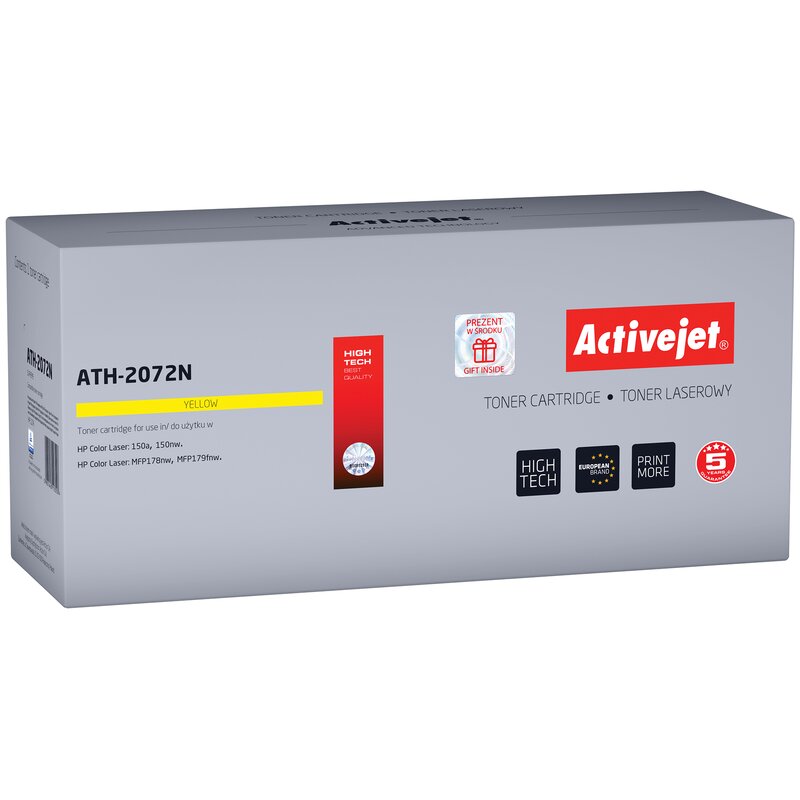 Activejet ATH-2072N Toner do drukarek HP, Zamiennik HP 117A W2072A; 2072A; supreme; 700 stron; żółty.