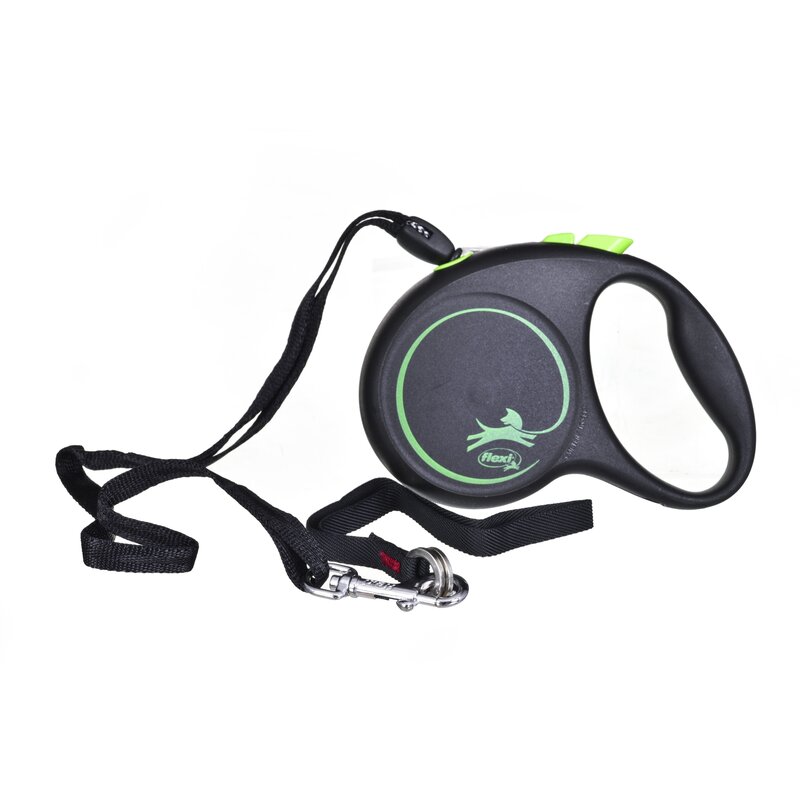 Smycz FLEXI Black Design S (5 m - 12 kg) Czarno-zielony