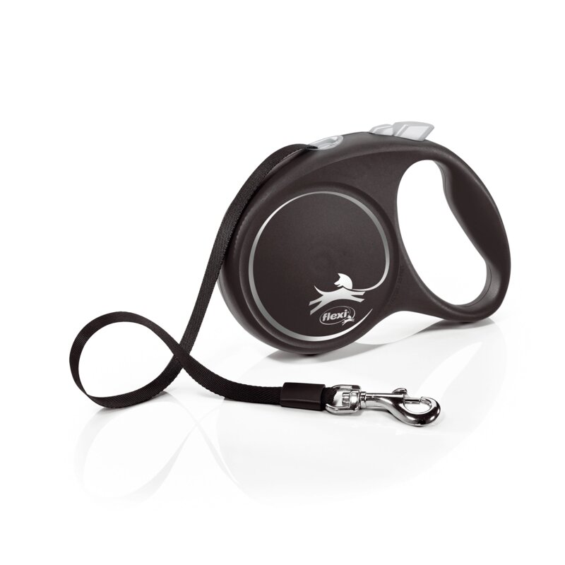 FLEXI Black Design L srebrna - automatyczna smycz dla psa - 5m