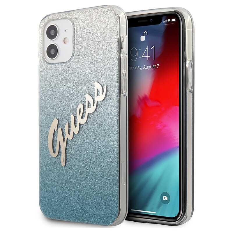 Guess Glitter Gradient GUHCP12SPCUGLSBL do iPhone 12 mini Niebieski