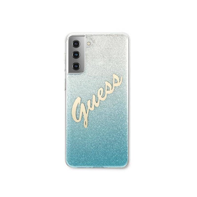 Etui GUESS Glitter Gradient Script do Samsung Galaxy S21+ Niebieski