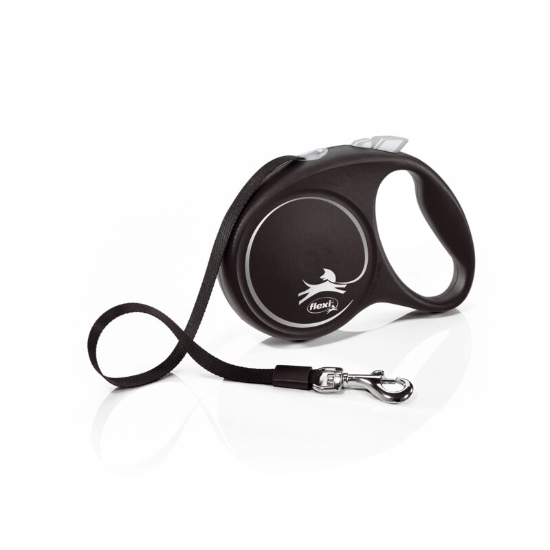 FLEXI Black Design M srebrny - automatyczna smycz dla psa - 5m
