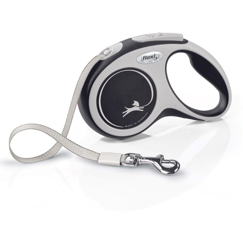 Smycz FLEXI New Comfort S (5 m - 15 kg) Czarno-biały