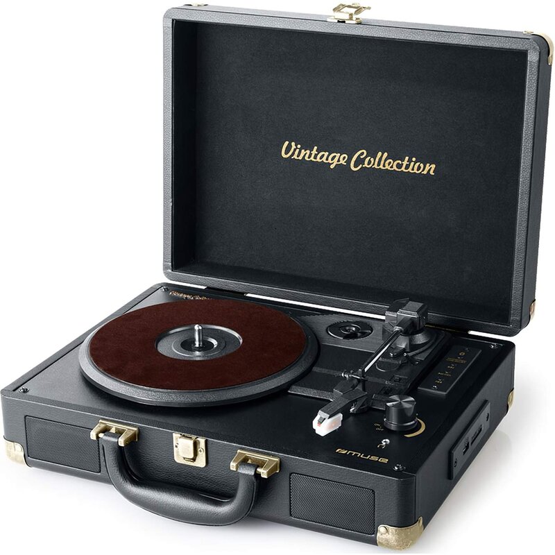 Gramofon MUSE MT-103 DB Czarny, Manualny, Napęd paskowy, USB, BT, Wbudowane głośniki, Prędkość odtw. 33 1/3,45,78 obr./min