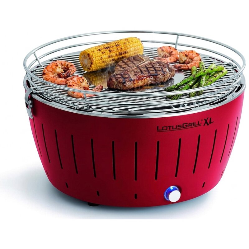 Grill ogrodowy węglowy LOTUSGRILL XL G-RO-435P Okrągły, bezdymny, termiczna obudowa, Czerwony