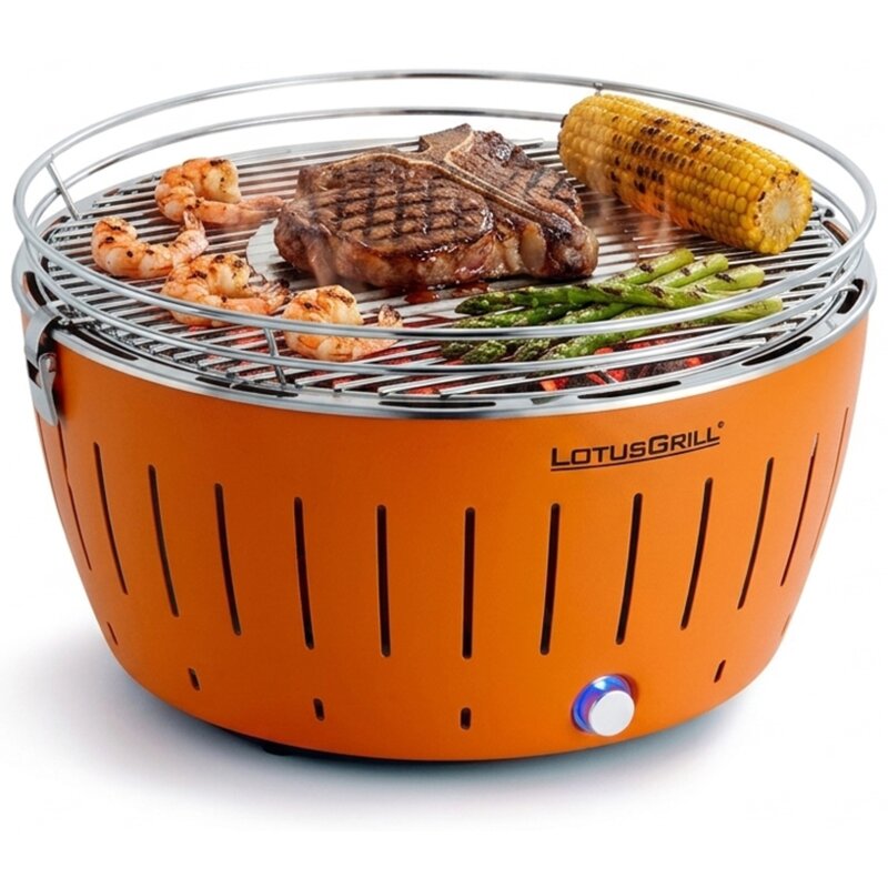 Grill ogrodowy węglowy LOTUSGRILL XL G-OR-435P Okrągły, bezdymny, termiczna obudowa, Pomarańczowy