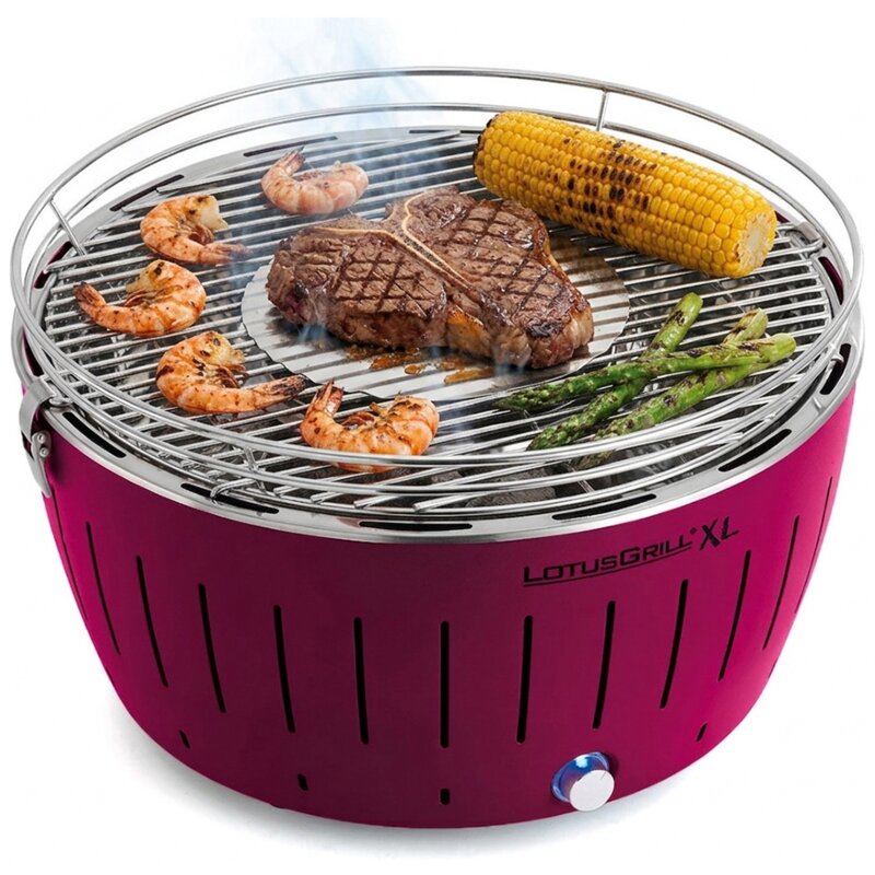 Grill ogrodowy węglowy LOTUSGRILL XL G-LI-435P XL Okrągły, bezdymny, termiczna obudowa, Fioletowy