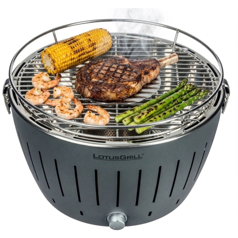 Grill ogrodowy węglowy LOTUSGRILL Classic G-AN-34P Okrągły, bezdymny, termiczna obudowa, Czarny