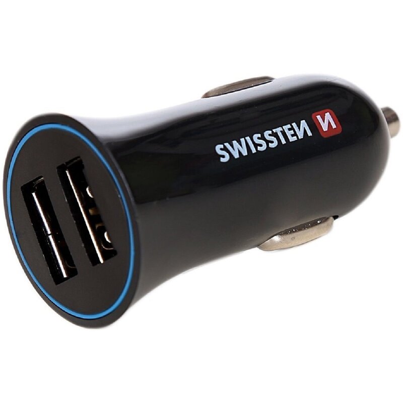 Swissten 20110908 2xUSB, 2,4 A + USB/USB-C 1,2m Czarny