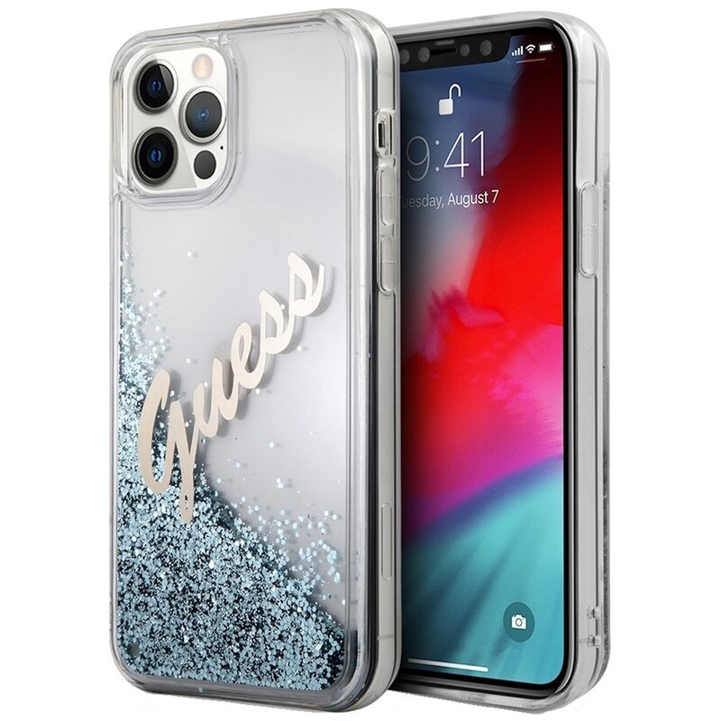 Guess Glitter Liquid Vintage GUHCP12LGLVSBL do iPhone 12 Pro Max
