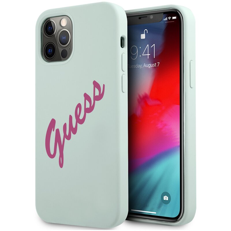 Etui GUESS Silicone Vintage do Apple iPhone 12 Pro Max Niebieski-fuksja
