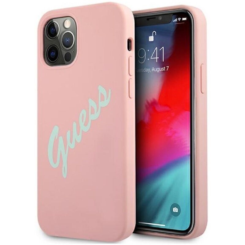 Etui GUESS Silicone Vintage do Apple iPhone 12/12 Pro Różowo-zielony