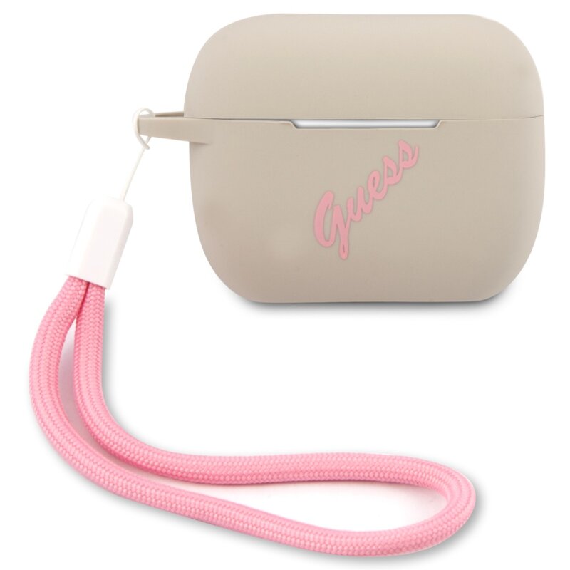 Etui na słuchawki GUESS Silicone Vintage Szaro-różowy