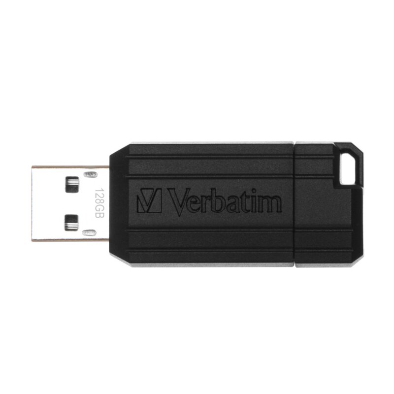 Pendrive VERBATIM PinStripe Drive 128GB, USB 2.0, Odczyt 12 Mb/s, Zapis 5 Mb/s Czarny