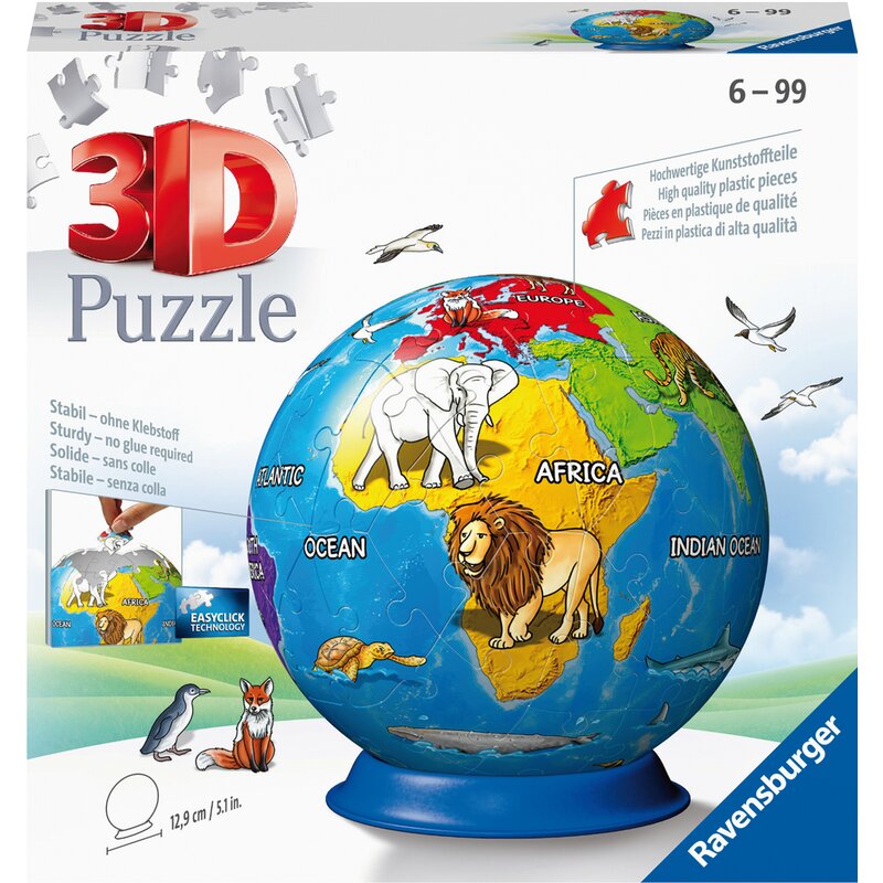 Puzzle 3D RAVENSBURGER Dziecinny globus 11840 (73 elementy)