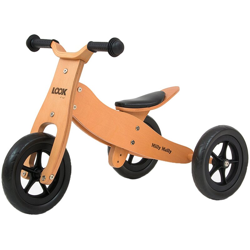 Rowerek biegowy MILLY MALLY Look 2w1 Natural Jasnobrązowy