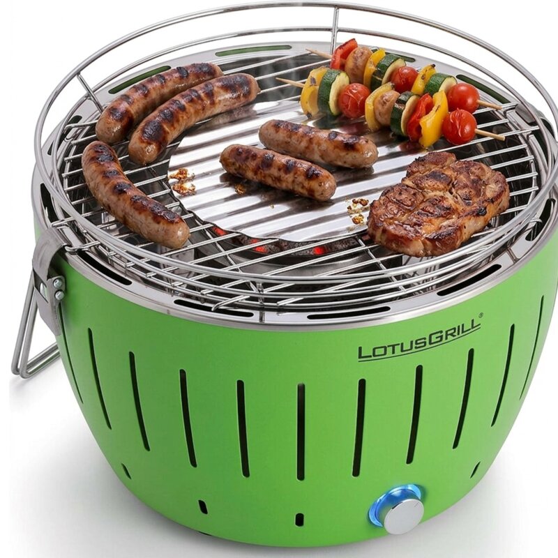 Grill ogrodowy węglowy LOTUSGRILL Mini G-GR-280 25.8 cm, Okrągły, bezdymny, termiczna obudowa, Zielony