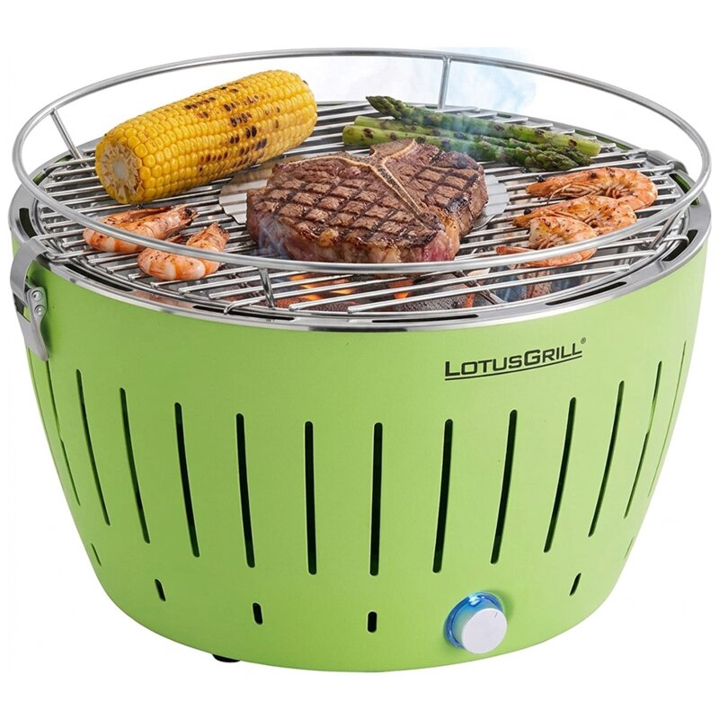 Grill ogrodowy węglowy LOTUSGRILL Classic G-GR-34P Okrągły, bezdymny, termiczna obudowa, Zielony