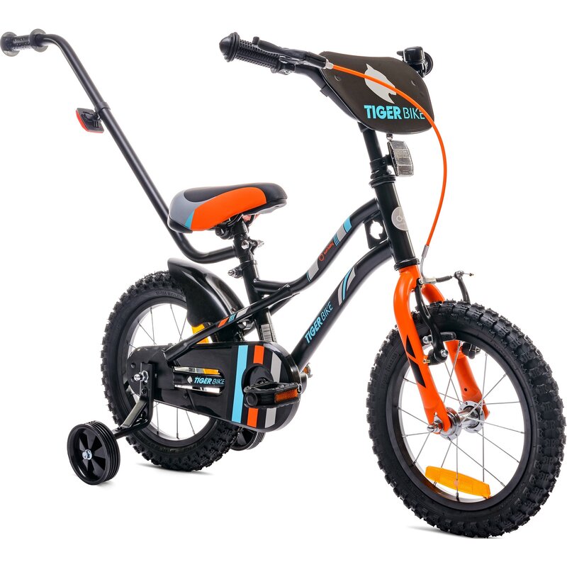 Rower dziecięcy SUN BABY Tiger Bike 14 cali dla chłopca Pomarańczowo-turkusowy