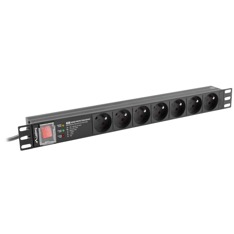 Lanberg Listwa zasilająca rack PDU 19 cali 1U 16A 7X 230V PL SPD-3MP 2m czarna