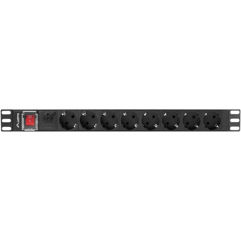 Lanberg Listwa zasilająca Rack PDU 19 1U 16A 8X schuko 2M czarna