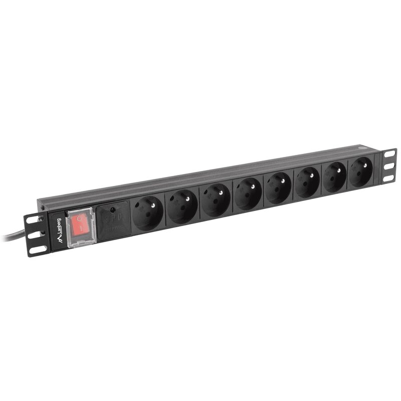 Lanberg Listwa zasilająca rack PDU 19 cali 1U 16A 8X 230V PL 2 czarna