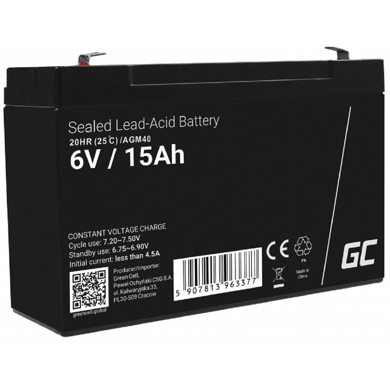 Green Cell Akumulator AGM VRLA 6V 15Ah