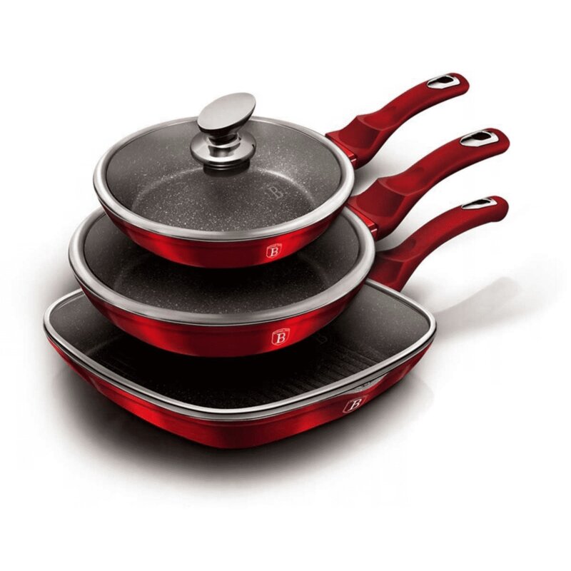 Zestaw patelni BERLINGER HAUS Metalic Line Burgundy Edition BH/6189 (3 elementy)
