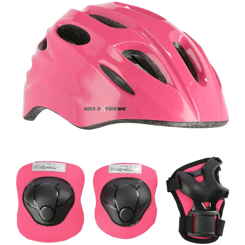 Kask NILS EXTREME MTW01 Różowy dla Dzieci (rozmiar XS) + Zestaw ochraniaczy H210