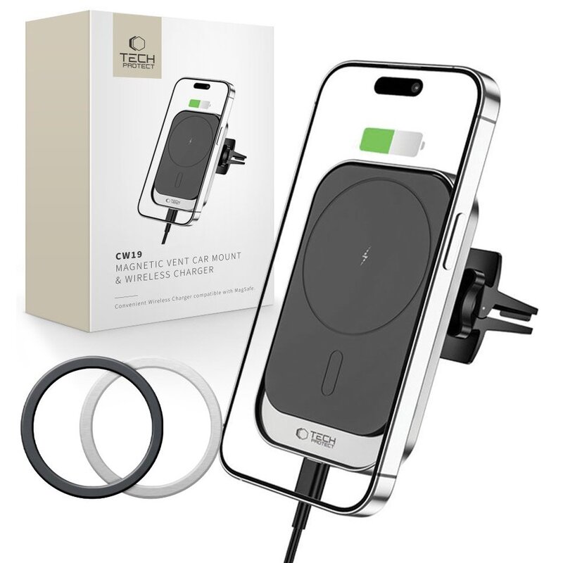 Uchwyt na telefon TECH-PROTECT CW19 Magnetic MagSafe Czarny