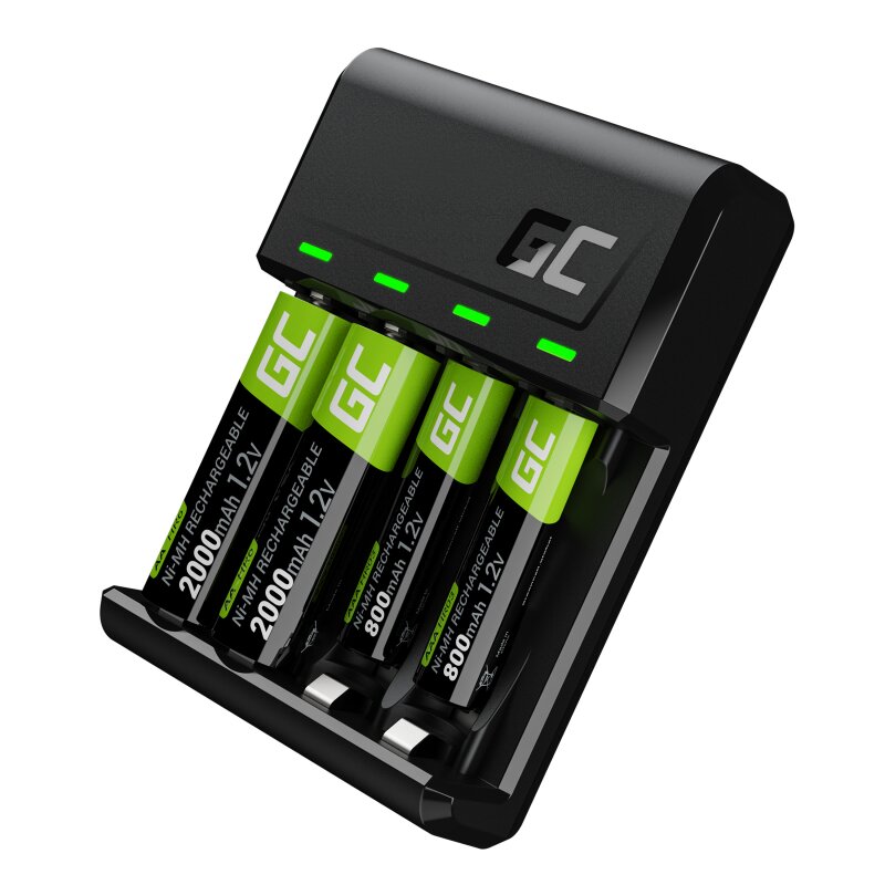 Ładowarka GREENCELL VitalCharger GRSETGC03 + 2 x AA/2000 mAh i 2 x AAA/800 mAh