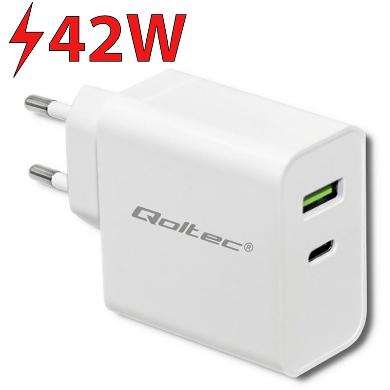 Qoltec 51718 USB-A USB-C 45W Biały