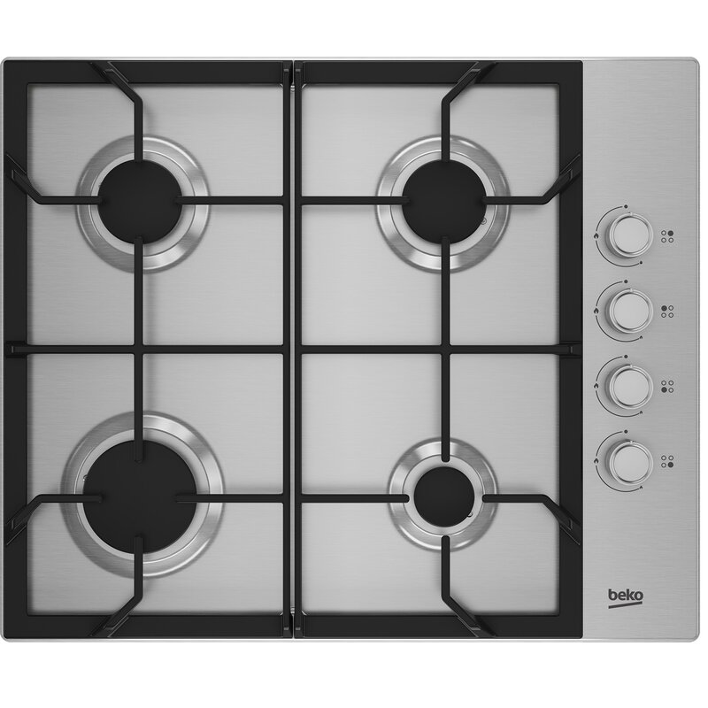 Płyta gazowa BEKO b100 HIBG64122SX Wysokowydajne palniki Żeliwne ruszty