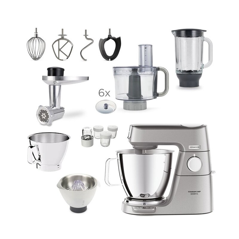 Robot kuchenny planetarny KENWOOD Titanium Chef Baker XL KVL85.704SI (2 misy) z wagą, malakserem i krajarką