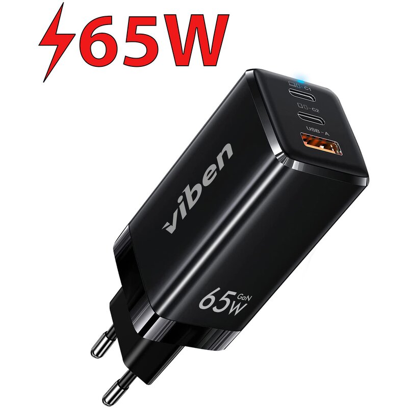 Ładowarka sieciowa VIBEN GaN 65W Czarny