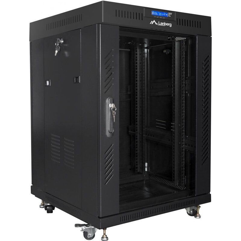 Szafa RACK LANBERG 19" 15U FF01-6615-12BL 600 x 600 mm, Stojąca Czarny