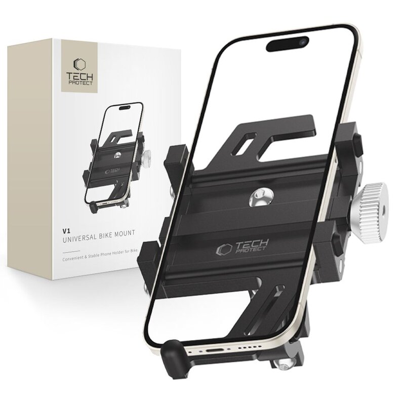 Uchwyt na telefon do roweru TECH-PROTECT V1 Bike Mount Czarny