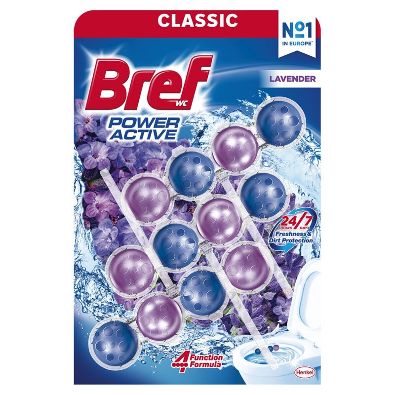 Kostka do WC BREF Power Aktiv Lawenda 3x50g