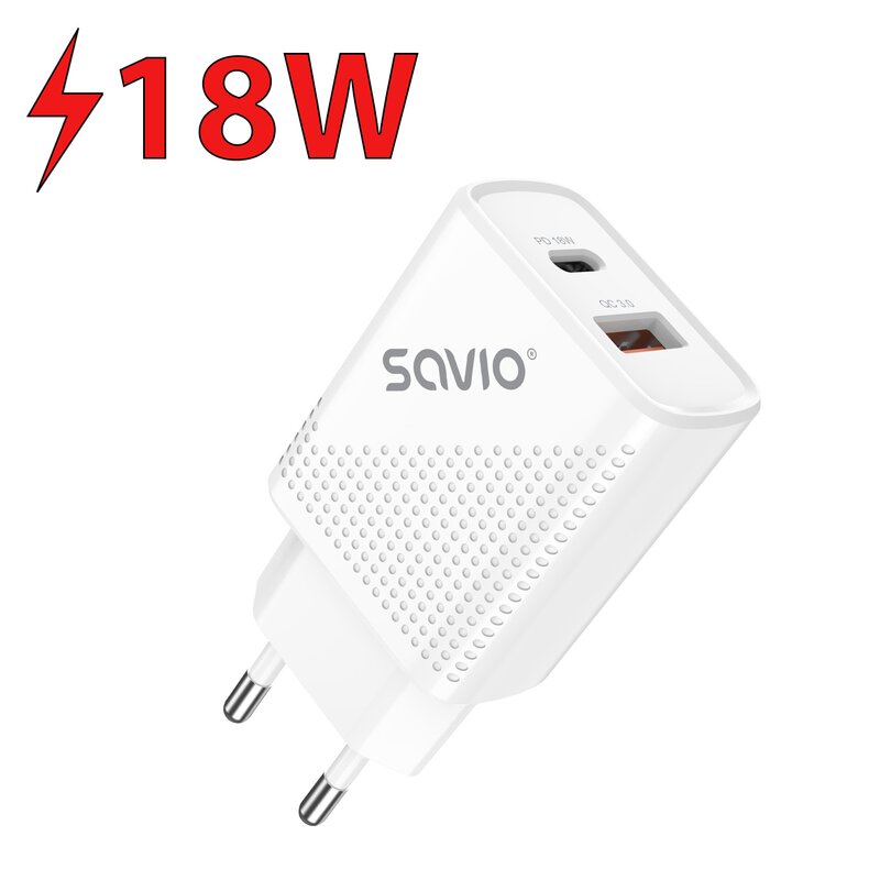 Ładowarka sieciowa SAVIO LA-04 Quick Charge 3.0 18W Biały
