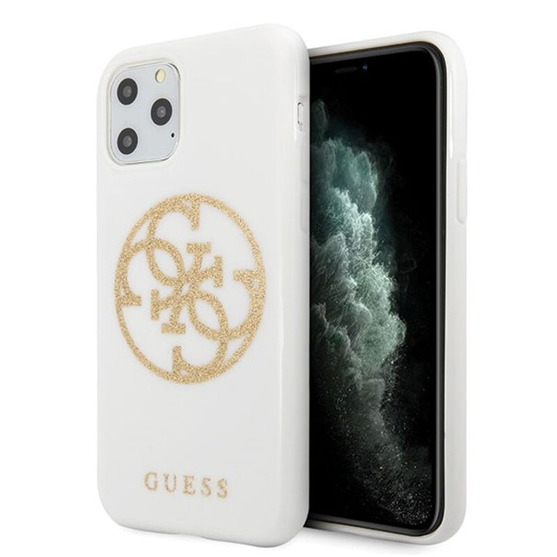Etui GUESS Circle Glitter 4G do Apple iPhone 11 Pro Max Biały