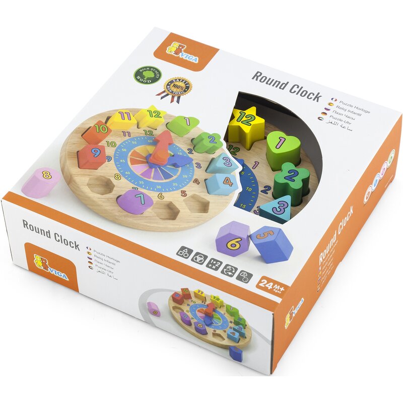 Zabawka edukacyjna VIGA Zegar Sorter kształtów 59235
