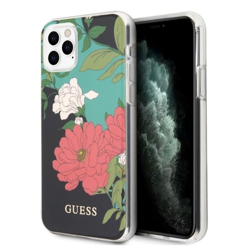 Etui GUESS Flower Shiny Collection N1 do Apple iPhone 11 Pro Max Czarny