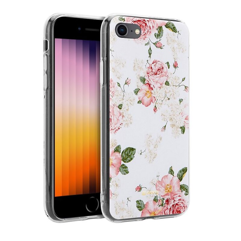 Etui CRONG Flower Case do Apple iPhone SE 2022/SE 2020 7/8 Biały Kwiaty