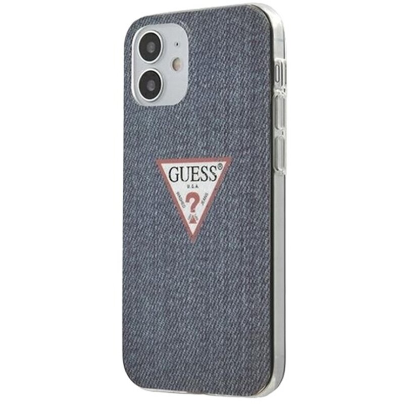 Etui GUESS Denim Triangle Dk do Apple iPhone 12 Mini Granatowe