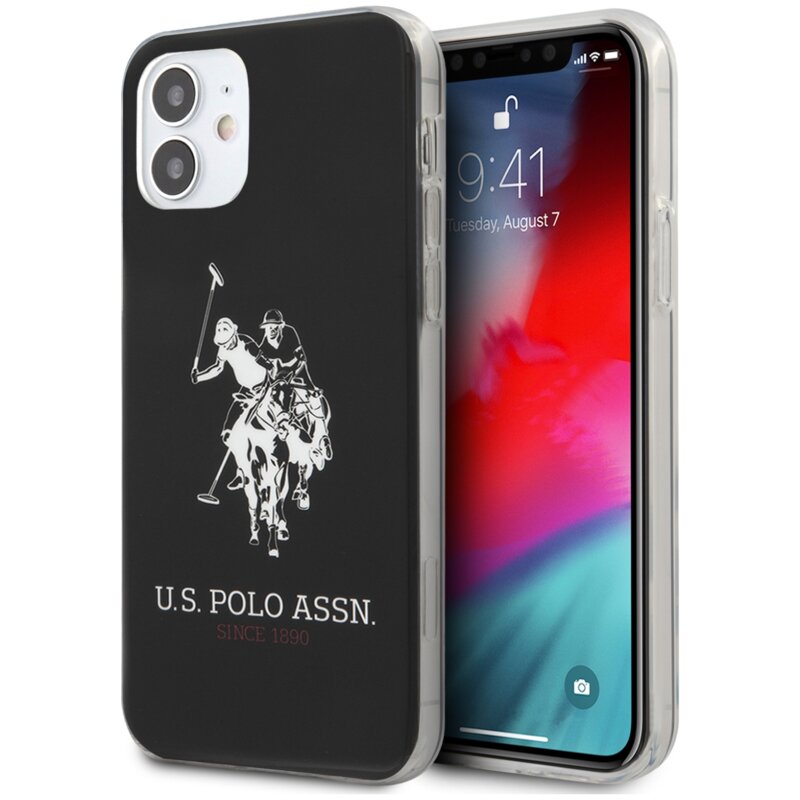 Etui US POLO ASSN Shiny Big Logo do Apple iPhone 12 Mini Czarny
