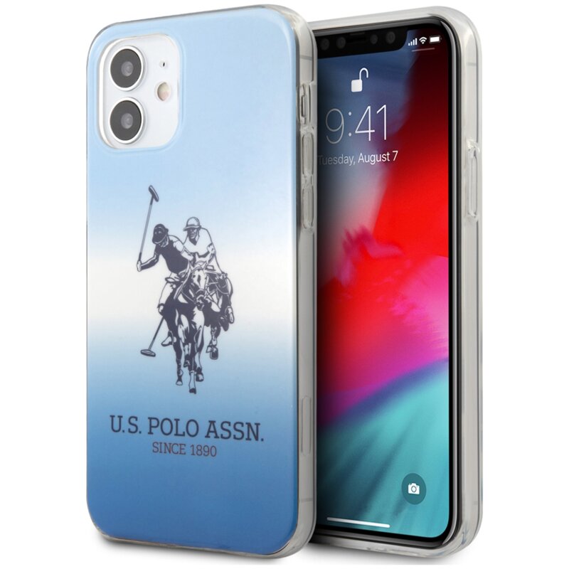 Etui US POLO ASSN Gradient Collection do Apple iPhone 12 Mini Niebieski