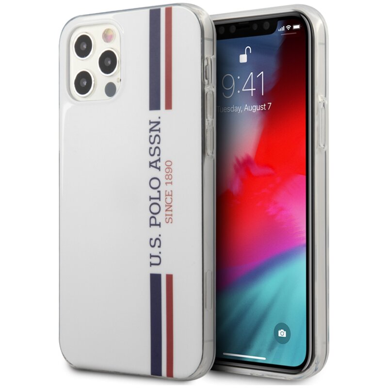 Etui US POLO ASSN Tricolor Collection do Apple iPhone 12 Pro Biały